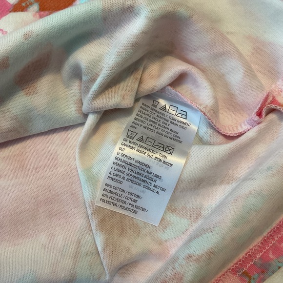 Quacker Factory Top M Pink Floral Embellished 3/4 Sleeve Boho Artsy Watercolor - Picture 13 of 13